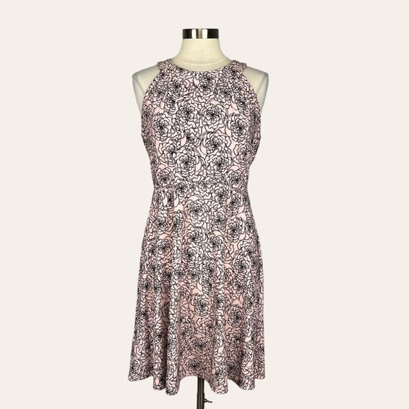 Tommy Hilfiger Womens Pink Black Floral Halter Dress Sleeveless Stretchy size 8 - Picture 1 of 13